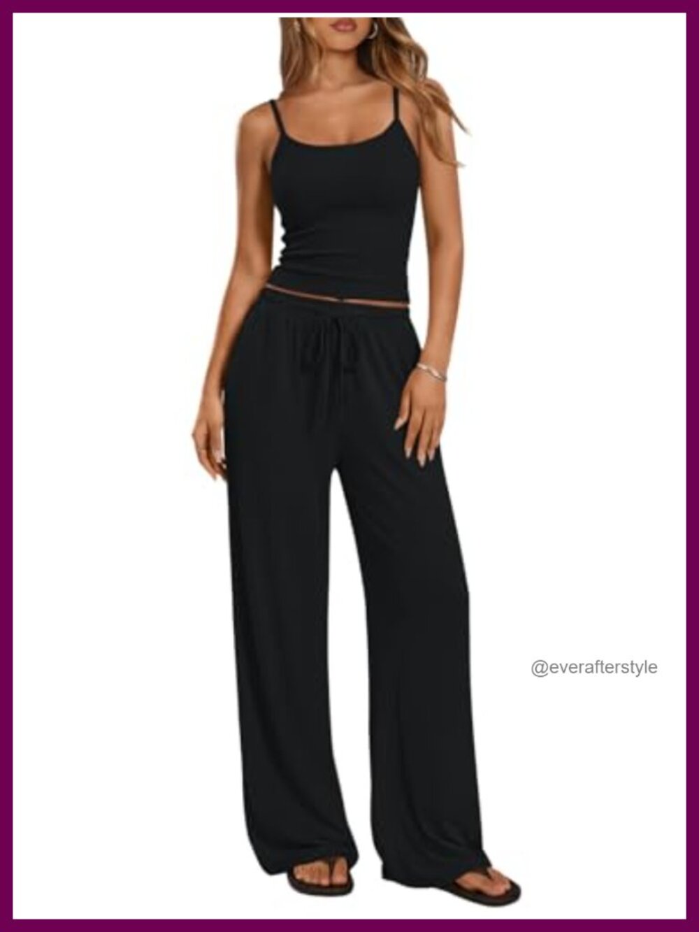 Womens 2 Piece Lounge Set Camisole Top & Wide Leg Pants Summer Vacation